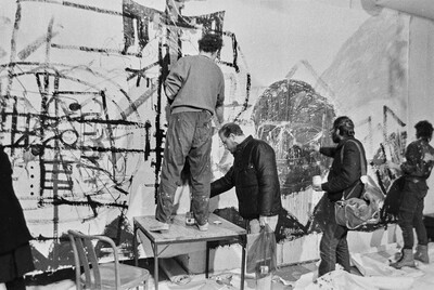 Communal painting, happening at Stodoła Gallery, Warsaw, 1986