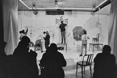 Communal painting, happening at Stodoła Gallery, Warsaw, 1986