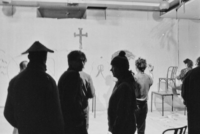 Communal painting, happening at Stodoła Gallery, Warsaw, 1986