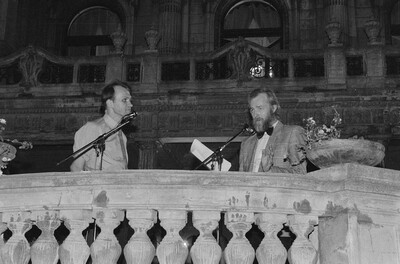 Exhibition "Construction in Process" (opening), Ł&oacute;dź, 1990